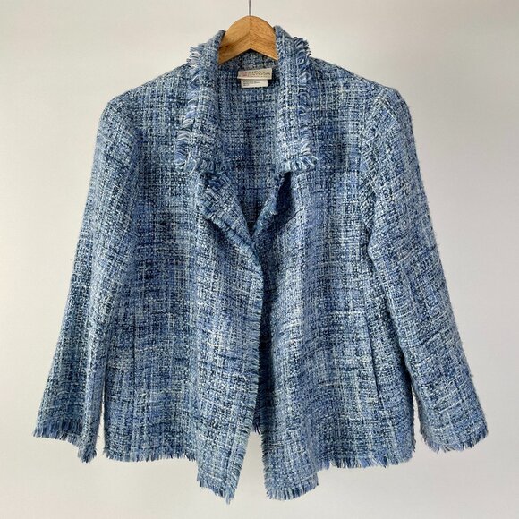Vintage Linda Lundstrom Chanel Style Ultrasoft Tweedy Open Blazer, Size 8/10 - Picture 1 of 10